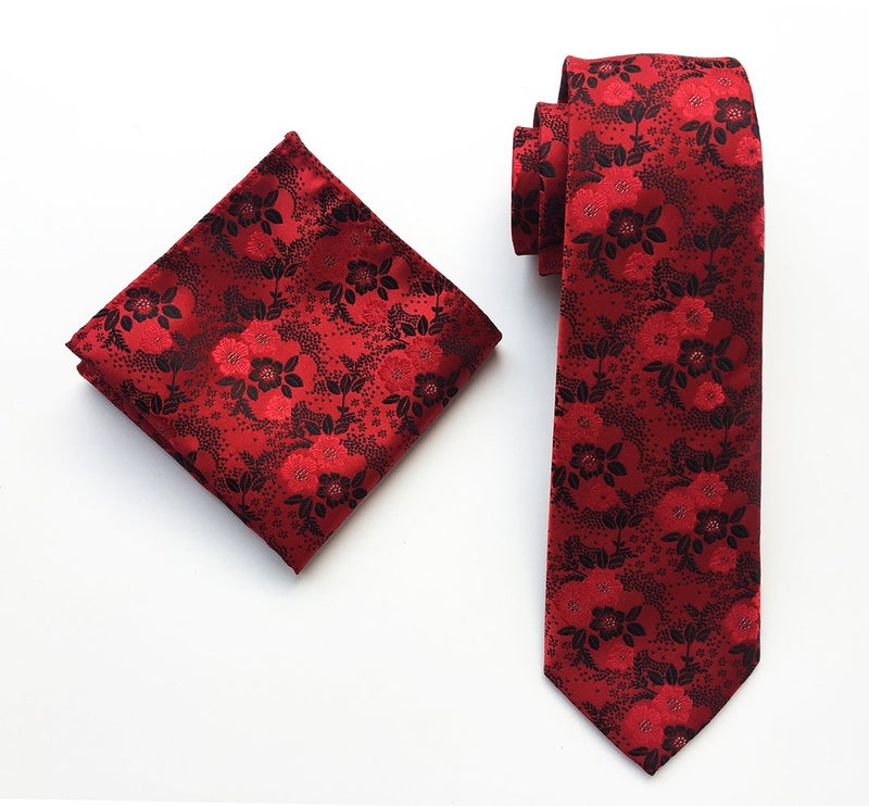Ctskyte Mens Silk Red Black Ties Set Winter Cool Gentleman Party Jacquard Cravat Necktie - Image 5
